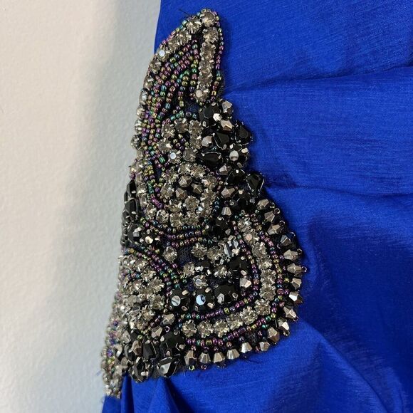 Joseph Ribkoff Royal Blue One Shoulder Embellished Party Dress - Picture 7 of 10